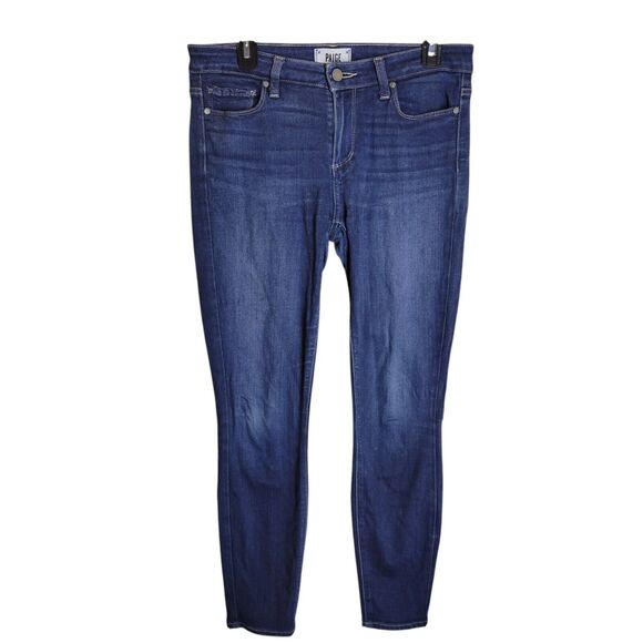 Paige Womens Size 30 Blue Solid Ankle Skinny Jeans - Picture 1 of 11